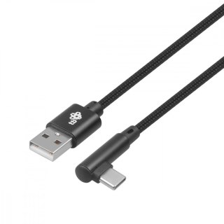 Kabel USB-USB C 1.5m kątowy, czarny sznurek TB