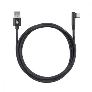 Kabel USB-USB C 1.5m kątowy, czarny sznurek TB