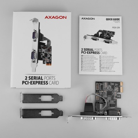 PCEA-S2N Kontroler PCIe 2x port szeregowy RS232 250 Kbps, w zestawie SP & LP AXAGON PCEA-S2N Kontroler PCIe 2x port szeregowy RS232 250 Kbps, w zestawie SP & LP AXAGON