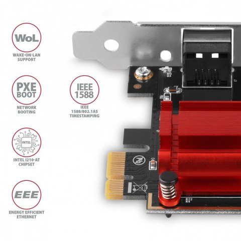 PCEE-GIX Karta sieciowa PCIe 1x Gigabit Ethernet port (RJ-45), Intel i210AT, PXE, SP & LP AXAGON PCEE-GIX Karta sieciowa PCIe 1x Gigabit Ethernet port (RJ-45), Intel i210AT, PXE, SP & LP AXAGON