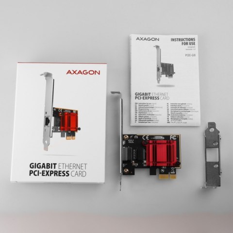 PCEE-GIX Karta sieciowa PCIe 1x Gigabit Ethernet port (RJ-45), Intel i210AT, PXE, SP & LP AXAGON PCEE-GIX Karta sieciowa PCIe 1x Gigabit Ethernet port (RJ-45), Intel i210AT, PXE, SP & LP AXAGON