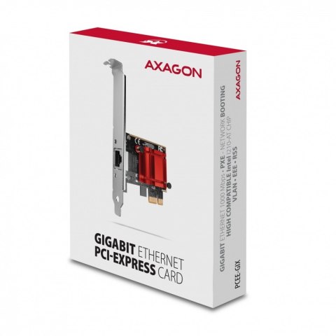PCEE-GIX Karta sieciowa PCIe 1x Gigabit Ethernet port (RJ-45), Intel i210AT, PXE, SP & LP AXAGON PCEE-GIX Karta sieciowa PCIe 1x Gigabit Ethernet port (RJ-45), Intel i210AT, PXE, SP & LP AXAGON