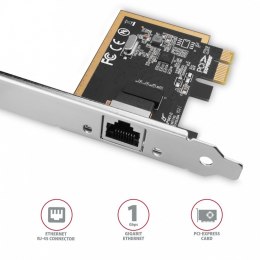 PCEE-GRF Karta sieciowa PCIe 1x Gigabit Ethernet port RJ-45 Realtek SP & LP AXAGON