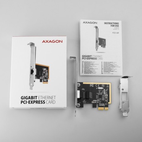 PCEE-GRF Karta sieciowa PCIe 1x Gigabit Ethernet port RJ-45 Realtek SP & LP AXAGON PCEE-GRF Karta sieciowa PCIe 1x Gigabit Ethernet port RJ-45 Realtek SP & LP AXAGON