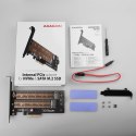 PCEM2-D Adapter wewnętrzny PCIe x4, 1x M.2 NVMe M-key + 1x SATA B-key slot, SP & LP AXAGON