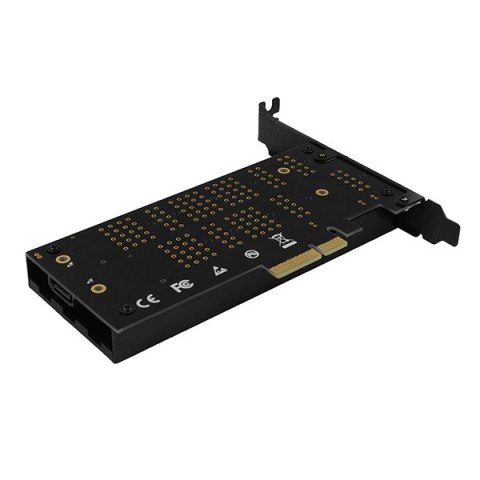 PCEM2-DC Adapter wewnętrzny PCIe x4, 1x M.2 NVMe M-key + 1x SATA B-key slot, chłodnica, SP & LP + radiator AXAGON PCEM2-DC Adapter wewnętrzny PCIe x4, 1x M.2 NVMe M-key + 1x SATA B-key slot, chłodnica, SP & LP + radiator AXAGON
