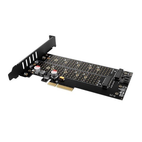 PCEM2-DC Adapter wewnętrzny PCIe x4, 1x M.2 NVMe M-key + 1x SATA B-key slot, chłodnica, SP & LP + radiator AXAGON PCEM2-DC Adapter wewnętrzny PCIe x4, 1x M.2 NVMe M-key + 1x SATA B-key slot, chłodnica, SP & LP + radiator AXAGON