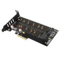 PCEM2-DC Adapter wewnętrzny PCIe x4, 1x M.2 NVMe M-key + 1x SATA B-key slot, chłodnica, SP & LP + radiator AXAGON