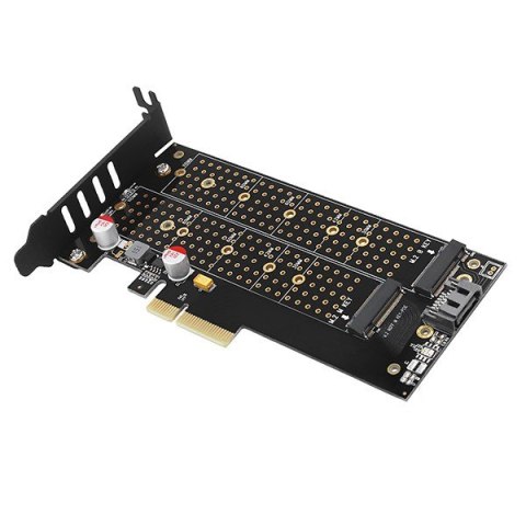 PCEM2-DC Adapter wewnętrzny PCIe x4, 1x M.2 NVMe M-key + 1x SATA B-key slot, chłodnica, SP & LP + radiator AXAGON PCEM2-DC Adapter wewnętrzny PCIe x4, 1x M.2 NVMe M-key + 1x SATA B-key slot, chłodnica, SP & LP + radiator AXAGON