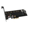 PCEM2-DC Adapter wewnętrzny PCIe x4, 1x M.2 NVMe M-key + 1x SATA B-key slot, chłodnica, SP & LP + radiator AXAGON