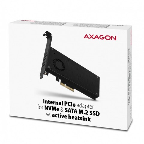 PCEM2-DC Adapter wewnętrzny PCIe x4, 1x M.2 NVMe M-key + 1x SATA B-key slot, chłodnica, SP & LP + radiator AXAGON PCEM2-DC Adapter wewnętrzny PCIe x4, 1x M.2 NVMe M-key + 1x SATA B-key slot, chłodnica, SP & LP + radiator AXAGON