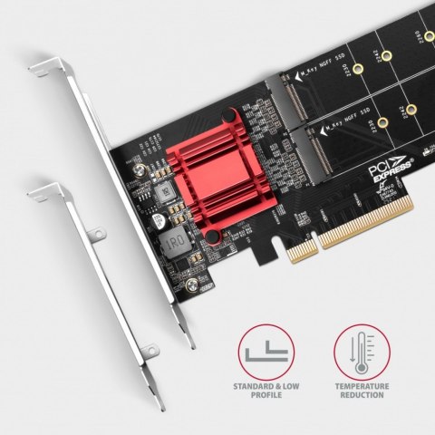 PCEM2-ND Kontroler PCIe x 8, 2x slot M.2 NVMe M-key RAID wsparcie dla płyt bez bifurkacji, w zestawie, SP & LP AXAGON PCEM2-ND Kontroler PCIe x 8, 2x slot M.2 NVMe M-key RAID wsparcie dla płyt bez bifurkacji, w zestawie, SP & LP AXAGON