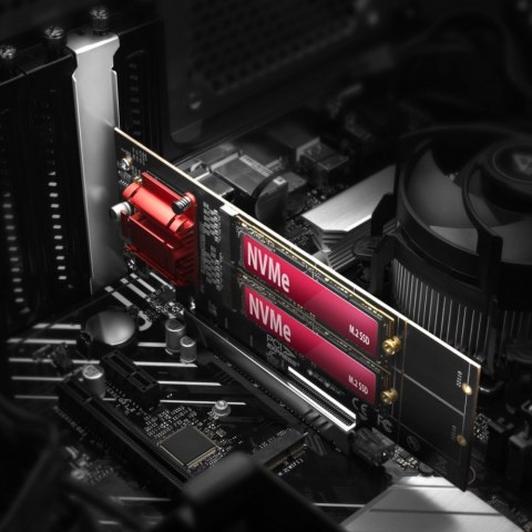 PCEM2-ND Kontroler PCIe x 8, 2x slot M.2 NVMe M-key RAID wsparcie dla płyt bez bifurkacji, w zestawie, SP & LP AXAGON PCEM2-ND Kontroler PCIe x 8, 2x slot M.2 NVMe M-key RAID wsparcie dla płyt bez bifurkacji, w zestawie, SP & LP AXAGON