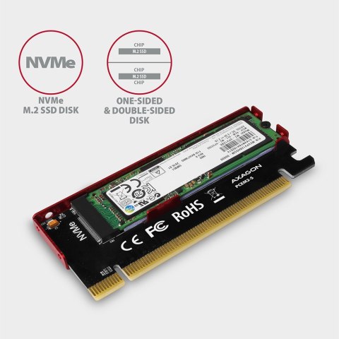 PCEM2-S Adapter wewnętrzny PCIe x16, 1x M.2 NVMe M-key slot aluminiowa osłona AXAGON PCEM2-S Adapter wewnętrzny PCIe x16, 1x M.2 NVMe M-key slot aluminiowa osłona AXAGON