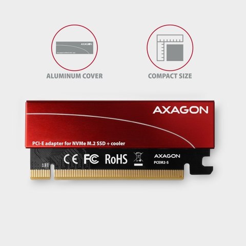 PCEM2-S Adapter wewnętrzny PCIe x16, 1x M.2 NVMe M-key slot aluminiowa osłona AXAGON PCEM2-S Adapter wewnętrzny PCIe x16, 1x M.2 NVMe M-key slot aluminiowa osłona AXAGON