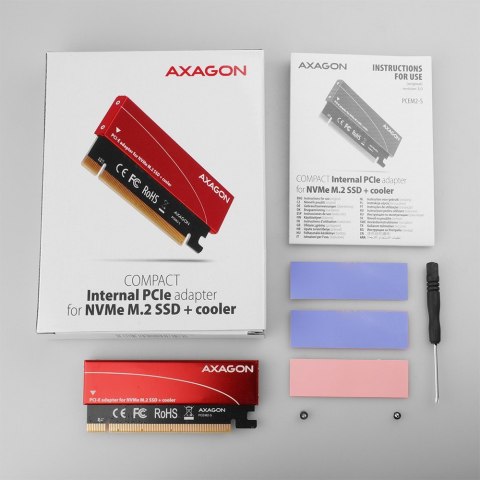 PCEM2-S Adapter wewnętrzny PCIe x16, 1x M.2 NVMe M-key slot aluminiowa osłona AXAGON PCEM2-S Adapter wewnętrzny PCIe x16, 1x M.2 NVMe M-key slot aluminiowa osłona AXAGON