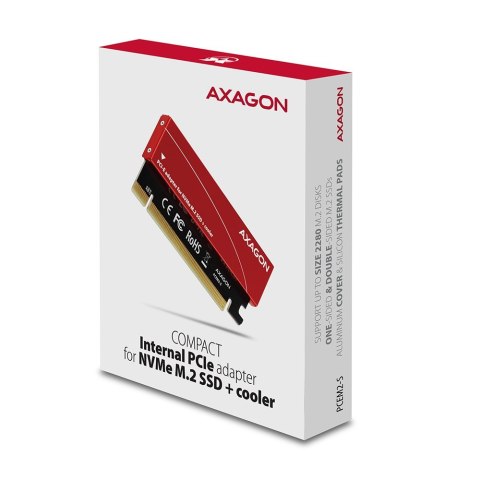 PCEM2-S Adapter wewnętrzny PCIe x16, 1x M.2 NVMe M-key slot aluminiowa osłona AXAGON PCEM2-S Adapter wewnętrzny PCIe x16, 1x M.2 NVMe M-key slot aluminiowa osłona AXAGON