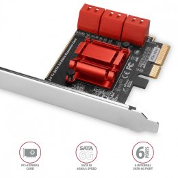 PCES-SA6 Kontroler PCIe 6x wewnętrzny port SATA 6G, ASM1166, SP & LP AXAGON