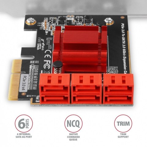 PCES-SA6 Kontroler PCIe 6x wewnętrzny port SATA 6G, ASM1166, SP & LP AXAGON PCES-SA6 Kontroler PCIe 6x wewnętrzny port SATA 6G, ASM1166, SP & LP AXAGON