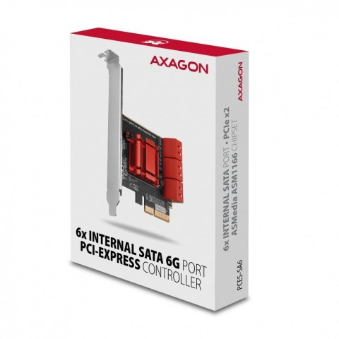 PCES-SA6 Kontroler PCIe 6x wewnętrzny port SATA 6G, ASM1166, SP & LP AXAGON PCES-SA6 Kontroler PCIe 6x wewnętrzny port SATA 6G, ASM1166, SP & LP AXAGON