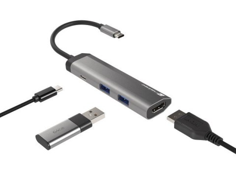 Stacja dokująca Multi Port Fowler Slim USB-C PD, 2x USB 3.0, HDMI 4K Natec