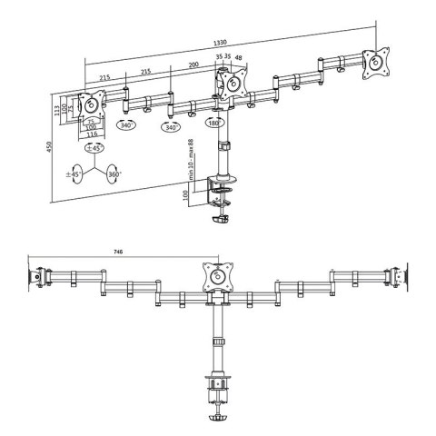 Uchwyt na 3 monitory, 13-27 cali, max. 3x8kg. LogiLink Uchwyt na 3 monitory, 13-27 cali, max. 3x8kg. LogiLink
