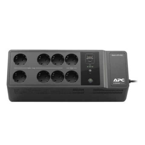 Zasilacz BE850G2-GR 850VA, 230V, porty ładowania USB typu C i A, 8 gniazd Schuko CEE 7 (2 przepięcia) APC Zasilacz BE850G2-GR 850VA, 230V, porty ładowania USB typu C i A, 8 gniazd Schuko CEE 7 (2 przepięcia) APC