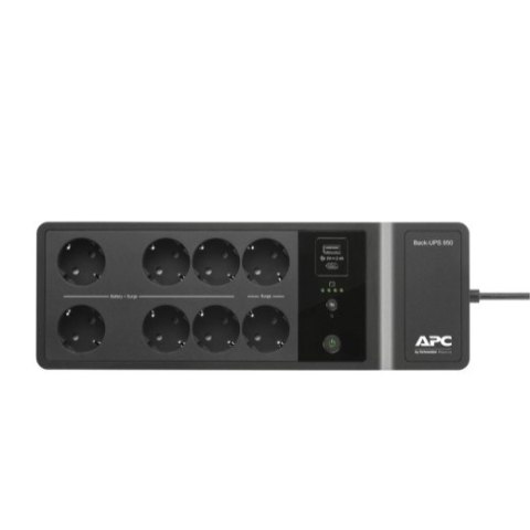 Zasilacz BE850G2-GR 850VA, 230V, porty ładowania USB typu C i A, 8 gniazd Schuko CEE 7 (2 przepięcia) APC Zasilacz BE850G2-GR 850VA, 230V, porty ładowania USB typu C i A, 8 gniazd Schuko CEE 7 (2 przepięcia) APC