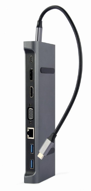 Adapter USB-C 9w1, HDMI, USB-C PD, VGA, DP, USBx3, Audio, LAN Gembird