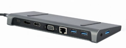 Adapter USB-C 9w1, HDMI, USB-C PD, VGA, DP, USBx3, Audio, LAN Gembird