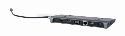 Adapter USB-C 9w1, HDMI, USB-C PD, VGA, DP, USBx3, Audio, LAN Gembird