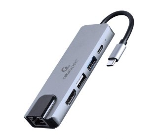 Adapter wieloportowy USB-C 5w1, PD, HDMI, USB 3.1, USB 2.0, LAN Gembird