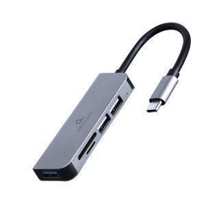 Hub 3-portowy USB-C, USB 2.0x2, USB 3.0, czytnik kart Gembird