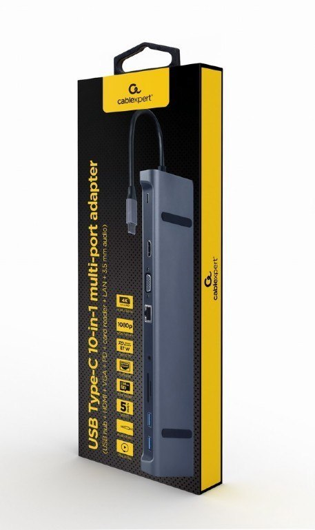 Hub USB-C PD GbE VGA HDMI 3xUSB 3.1 czytnik kart SD Gembird
