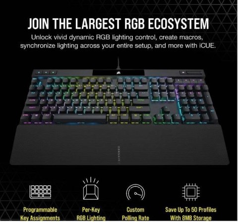 Klawiatura przewodowa K70 RGB Pro Black PBT Keycaps Corsair Klawiatura przewodowa K70 RGB Pro Black PBT Keycaps Corsair