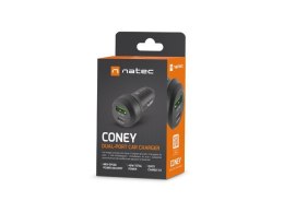 Ładowarka samochodowa Coney 1x USB 1x USB-C QC 3.0 48W Czarna Natec