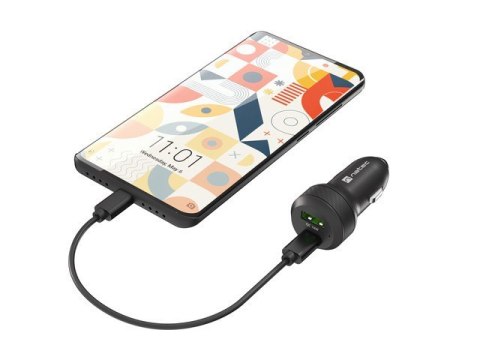 Ładowarka samochodowa Coney 1x USB 1x USB-C QC 3.0 48W Czarna Natec Ładowarka samochodowa Coney 1x USB 1x USB-C QC 3.0 48W Czarna Natec