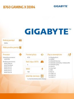 Płyta główna B760 GAMING X s1700 DDR4 ATX Gigabyte
