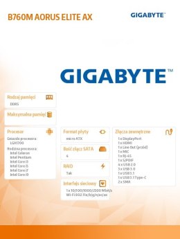 Płyta główna B760M AORUS ELITE AX s1700 DDR5 mATX Gigabyte