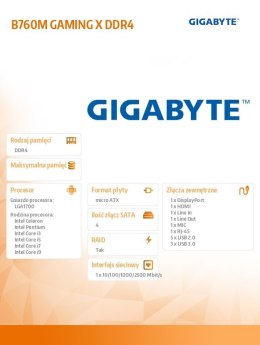 Płyta główna B760M GAMING X DDR4 s1700 DDR4 DP/HDMI mATX Gigabyte