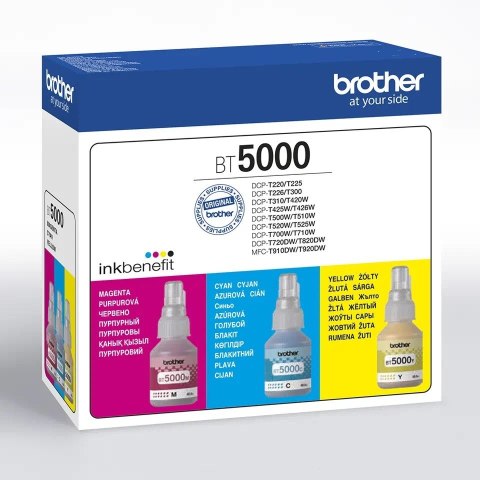 Zestaw tuszy Multipack BT5000CMY 3x5k do DCP-T2xx/3xx/4xx/5xx/7xx/T9x0 Brother Zestaw tuszy Multipack BT5000CMY 3x5k do DCP-T2xx/3xx/4xx/5xx/7xx/T9x0 Brother