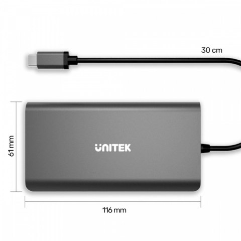 HUB 8-w-1 USB-C 3.1; HDMI; VGA; RJ45; SD; PD 100W; D1019B Unitek HUB 8-w-1 USB-C 3.1; HDMI; VGA; RJ45; SD; PD 100W; D1019B Unitek