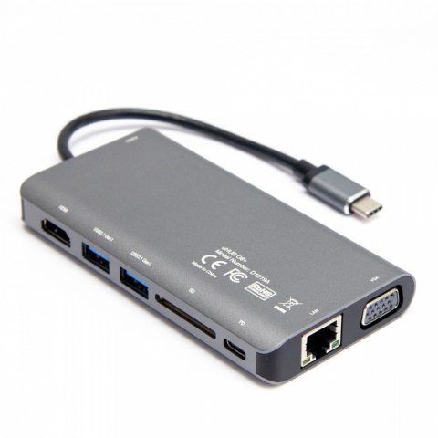 HUB 8-w-1 USB-C 3.1; HDMI; VGA; RJ45; SD; PD 100W; D1019B Unitek HUB 8-w-1 USB-C 3.1; HDMI; VGA; RJ45; SD; PD 100W; D1019B Unitek