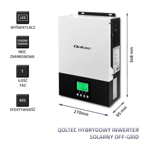 Hybrydowy inwerter solarny Off-Grid 1.5kW | 80A | MPPT | Sinus Qoltec Hybrydowy inwerter solarny Off-Grid 1.5kW | 80A | MPPT | Sinus Qoltec