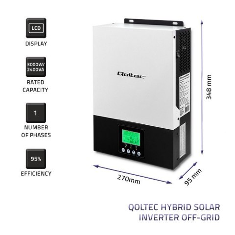 Hybrydowy inwerter solarny Off-Grid 2.4kW | 80A | MPPT | Sinus Qoltec Hybrydowy inwerter solarny Off-Grid 2.4kW | 80A | MPPT | Sinus Qoltec