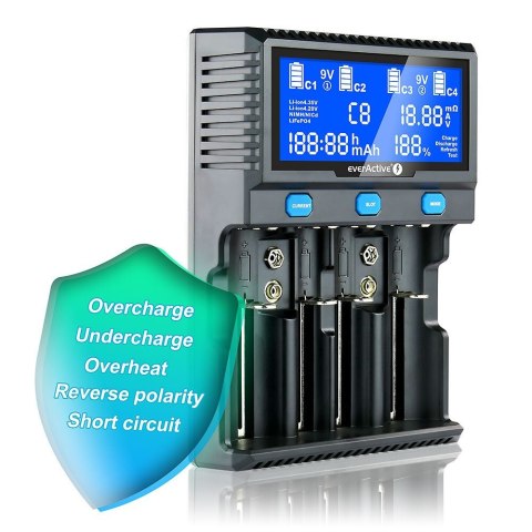 Ładowarka akumulatorowa UC-4200 do akumulatorków Li-ion oraz NI-MH EverActive Ładowarka akumulatorowa UC-4200 do akumulatorków Li-ion oraz NI-MH EverActive