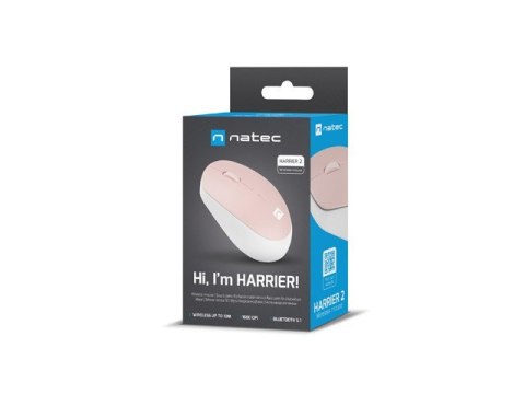 Mysz bezprzewodowa Harrier 2 Bluetooth 5.1 biało-różowa Natec Mysz bezprzewodowa Harrier 2 Bluetooth 5.1 biało-różowa Natec