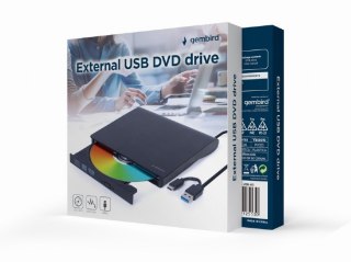 Napęd DVD na USB zewnętrzny DVD-USB-03 czarny Gembird