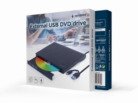 Napęd DVD na USB zewnętrzny DVD-USB-03 czarny Gembird