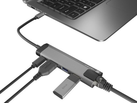 Stacja dokująca Multi Port Fowler Go USB-C - Hub 2x USB 3.0, HDMI 4K, USB-C PD, RJ45 Natec